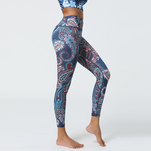 Ecode New Women's Nudist Print Leggings Yoga Pants Slim Cross-border Amazon Sports Fitness Yoga Pants