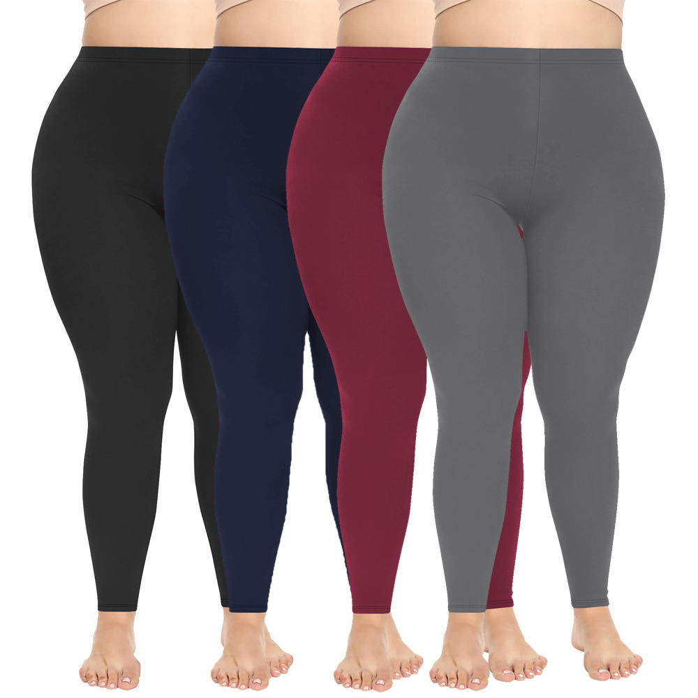 Cross-border 1XL-5XL plus size leggings women wear 300kg 9 points high stretch solid color spring and autumn leggings plus size