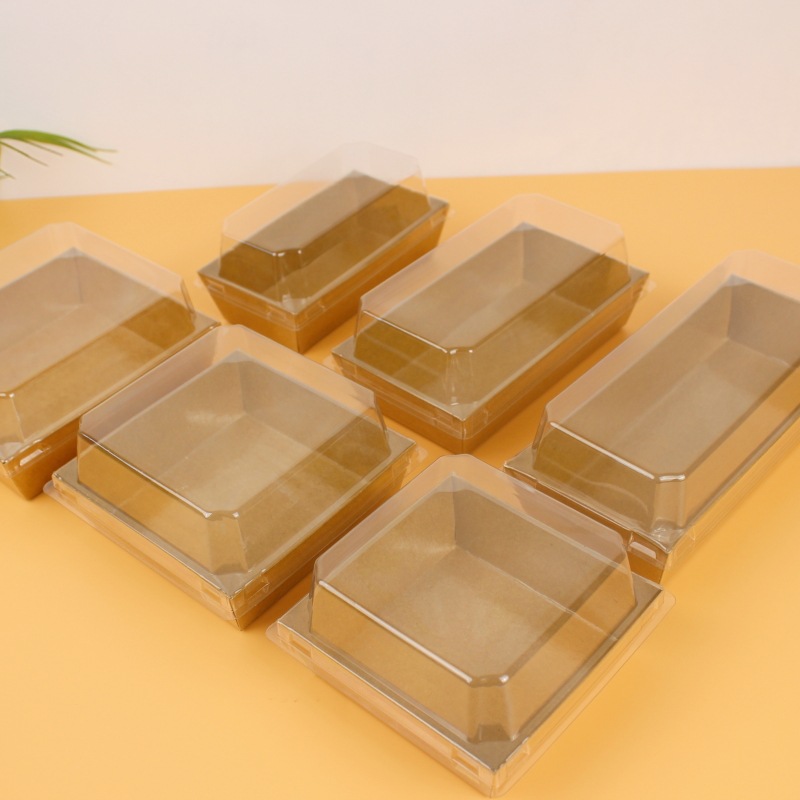 Sandwich Packaging Box Snow Mei Niang Kraft Paper Rectangular Square Pastry Box Baking Cut Cake Box