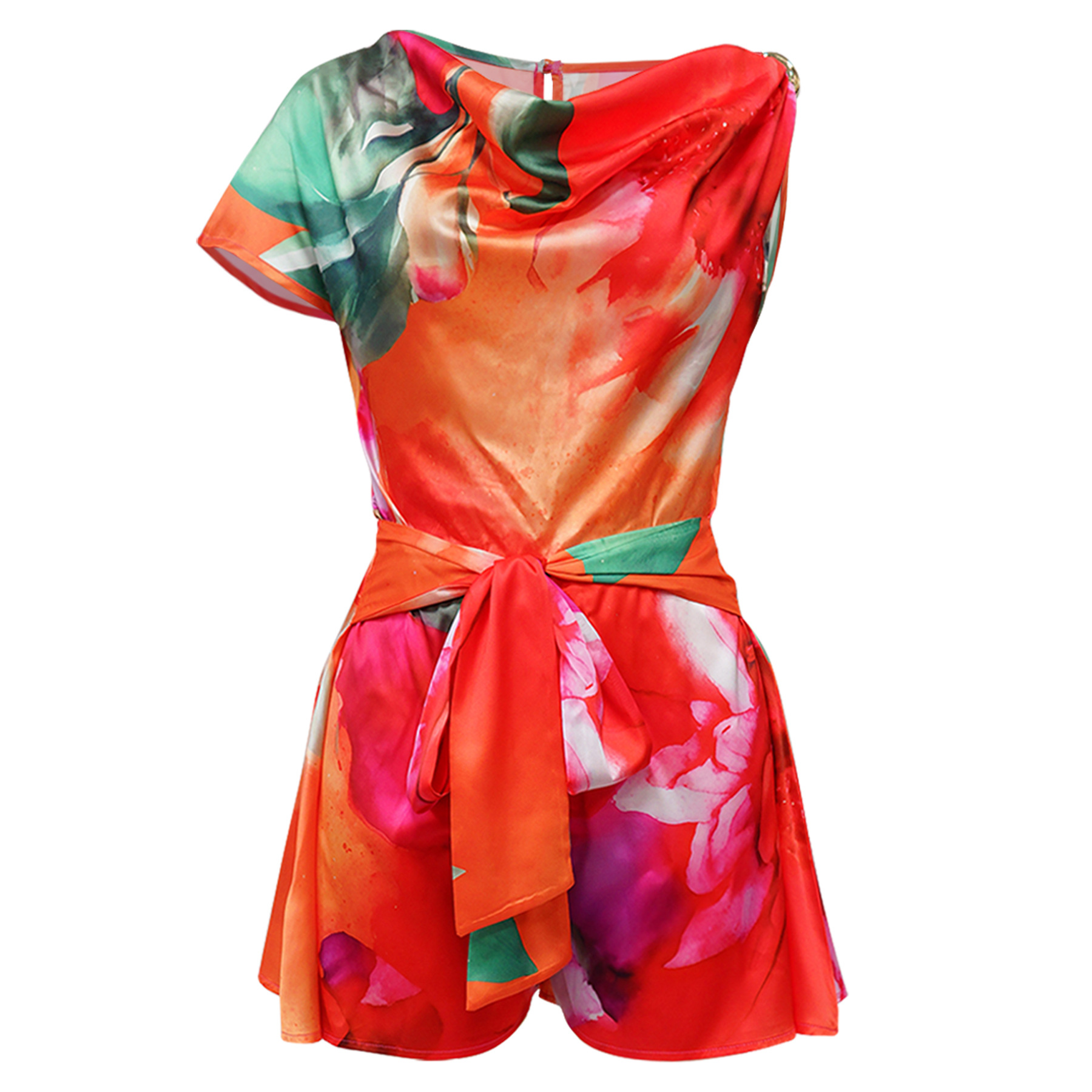 European And American Fashion Women's Backless Asymmetrical Printed Jumpsuit Sexy Casual Style Direct Sale From Factory_ecoleips.com
