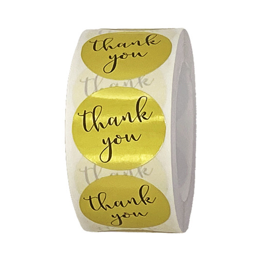 Wholesale New Style Roll Packing Golden Circle Thank You Sticker Seal Tape 