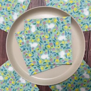 Manufacturer's New Easter Rabbit Flower and Grass Napkin Western Restaurant Hotel Decoration Party Napkin Printed Napkin