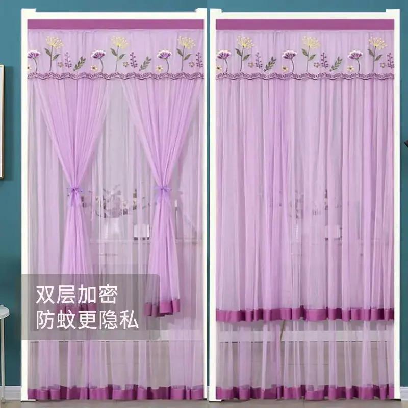 2026 New Summer Mosquito-Proof Single/Double Gauze Door Curtain with Lace Embroidery, No-Punch Magic Tape Car Net Curtain 2026 New Summer Mosquito-Proof Single/Double Gauze Door Curtain with Lace Embroidery, No-Punch Magic Tape Car Net Curtain