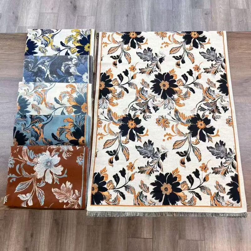 她信跨境秋冬植物印花佩斯纹利花朵图案ins风设计感围巾scarves|undefined
