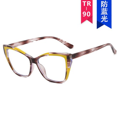 TR90 color matching glasses frame anti-blue light  new ins Internet celebrity glasses frame fashionable European and American cross-border flat glasses