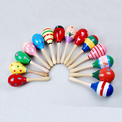 Baby sand hammer color ring stick solid wood children sand egg baby rattle infant sand ball educational early education toys