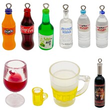 DIY饰品配件彩色树脂仿真迷你酒瓶水瓶耳饰吊坠包包钥匙扣挂件