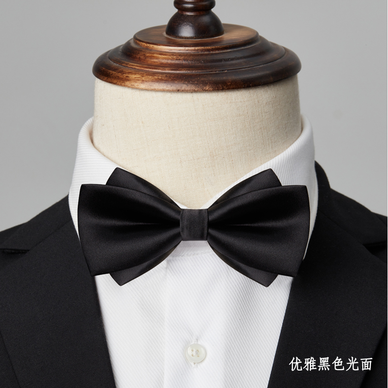 우아한 블랙 글로시 보타이