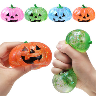 Cross-Border New European and American Halloween Pumpkin Maltose Decompression Vent Pinch Slow Rebound Decompression Toy Wholesale