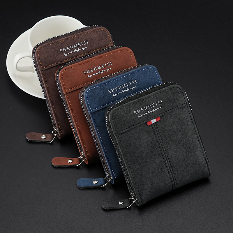 Cartera de hombre transfronteriza corta 2025 nuevo empalme juvenil simple tres plegables cartera multifuncional cremallera cambio