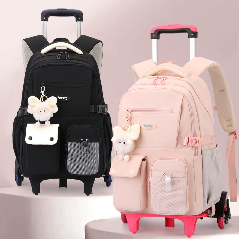 Mochila de tracción transfronteriza de peces naturales para estudiantes de escuela secundaria de grado 3 - 6 moda de alta capacidad para estudiantes de tracción para subir escaleras