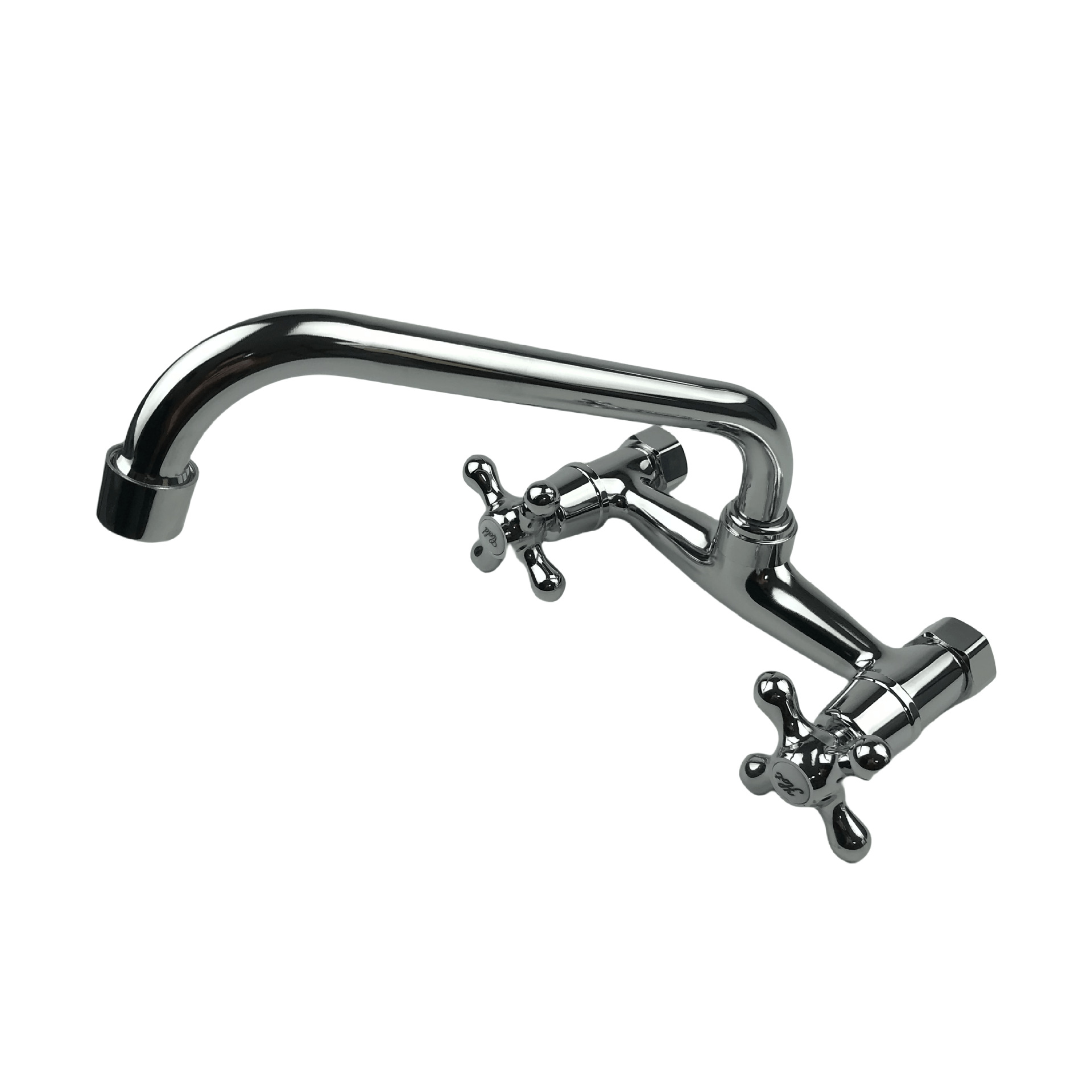 Grifo Mezclador de Cocina de Doble Agujero de Aleación de Zinc, Agua Mixta, Galvanizado, para Cocina