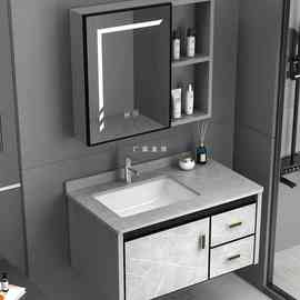 铝合金浴室柜简约卫生间洗脸盆柜组合陶瓷一体洗手池洗漱台壁挂式