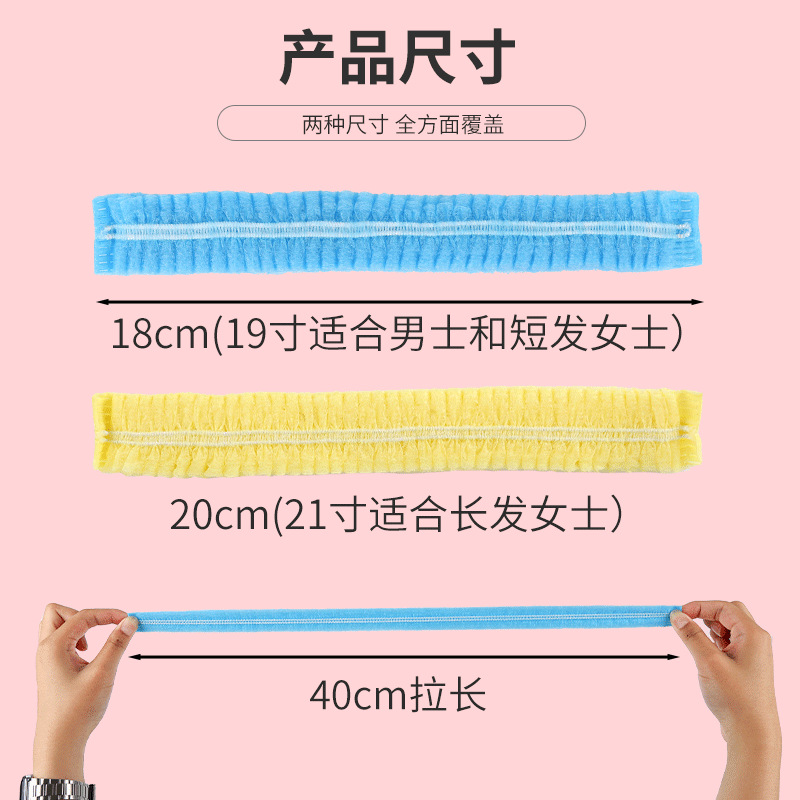 Funda para la cabeza desechable, tapa de tira no tejida, a prueba de polvo y prevención de caída de cabello, gorro de chef, red de pelo de taller de alimentos, sombrero desechable
