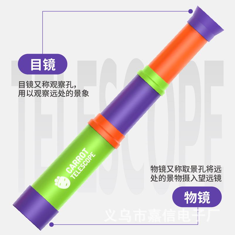 Telescopio de rábanos retráctil enfoque 8 veces telescopio HD mini juguete especial para niños ciencia y educación puzzle