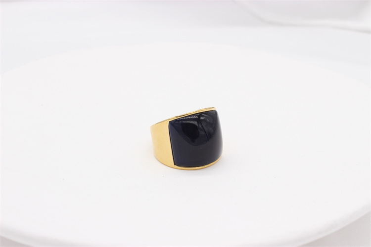 Holiday, Daily Occasion Ethnic Style Square Titanium Steel Inlay Cat's Eye Stone Men's Rings Punk Rings