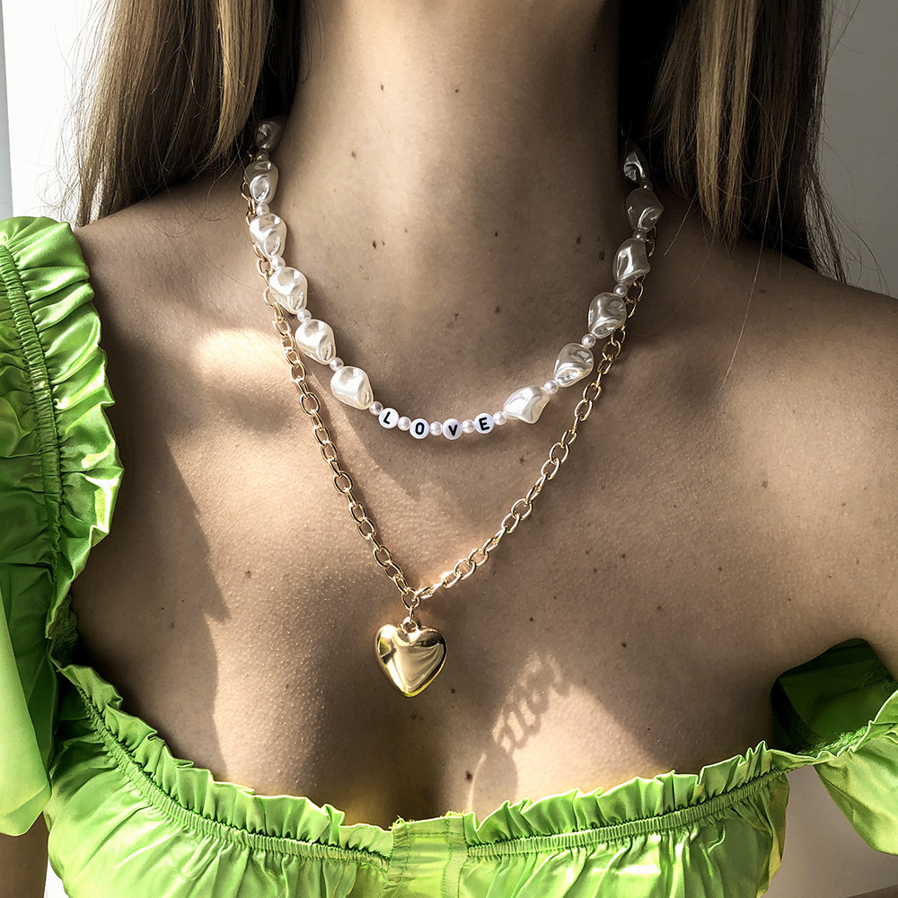Collier Simple Chaîne De Lettre Imitation Perles display picture 2
