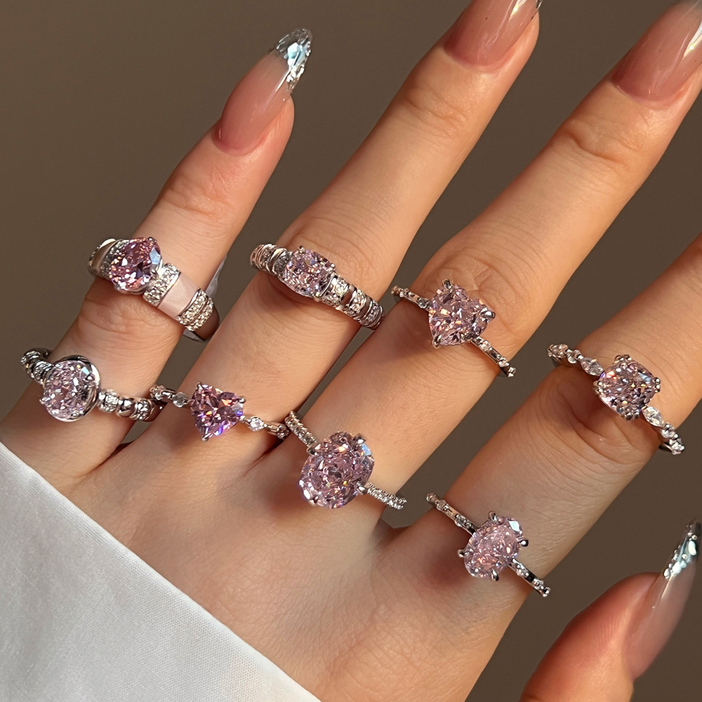 3g Weight Zircon Inlay Material Rings Classification 1 Piece Quantity Daily Occasion 925 Sterling Silver Material Heart Shape Pattern Women's Gender Plating Design Elegant Style 925 Sterling Silver Zircon Heart Shape Rings 925 Sterling Silver Rings 1