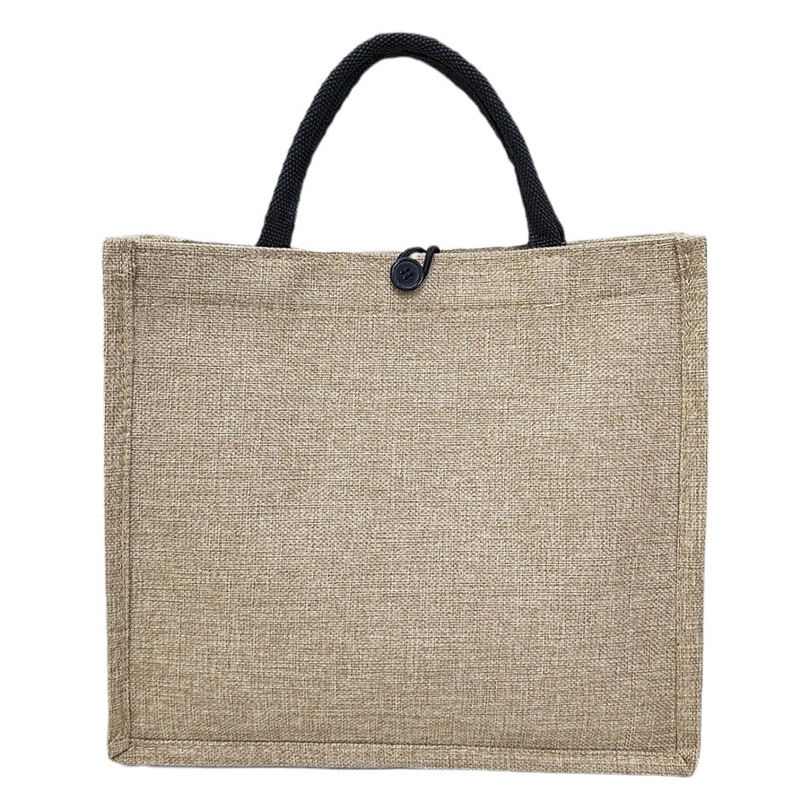 Office worker ins portable linen bag shopping bag new large capacity lunch bag female artistic pattern linen handbag