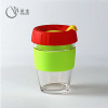 New glass cup with lid office coffee cup insulation glass cup fashion creative silicone coffee cup