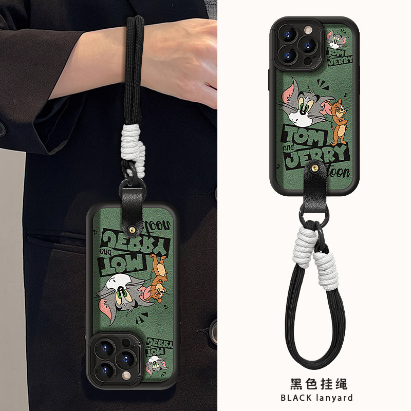 适用苹果16promax手机壳iphone13猫和老鼠挂绳15硅胶小羊皮14防摔|undefined