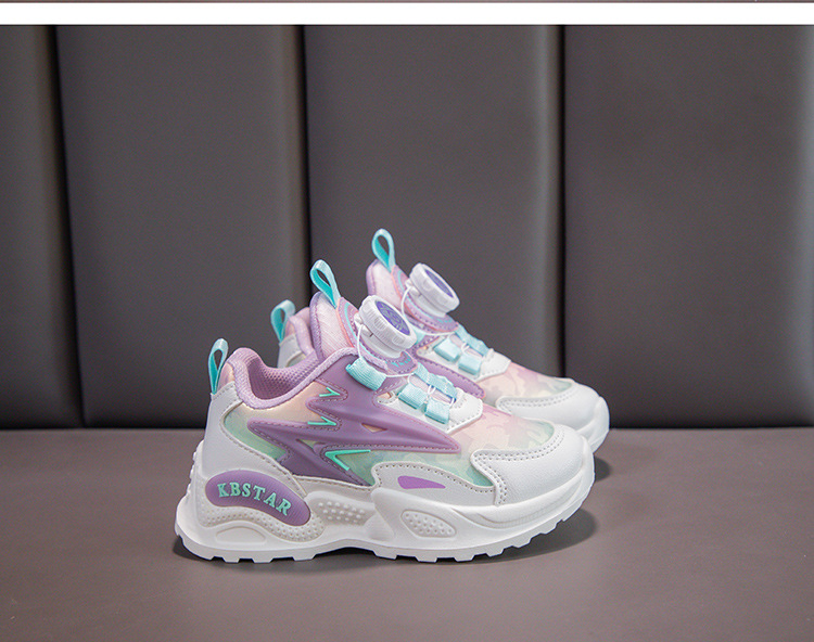 Baskets de course imperméables en cuir pour filles avec bouton_voghion.com