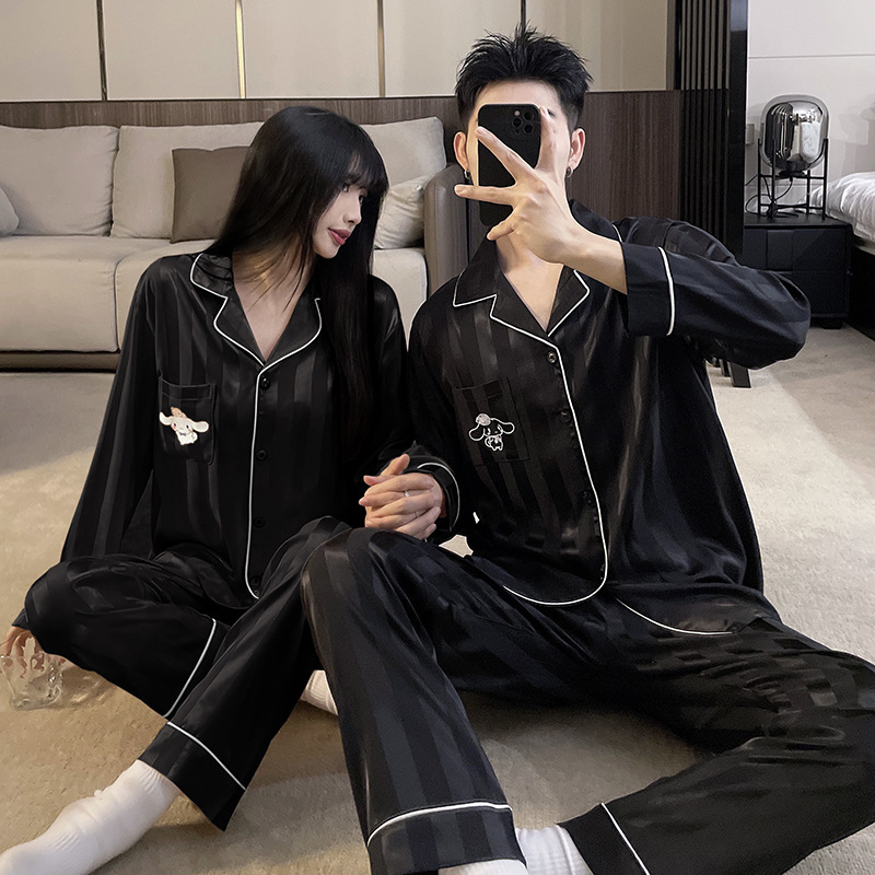 Cute Kt Cat Ice Silk Couple Pajamas Autumn Long Sleeve Korean Style Xiaohongshu Douyin Homewear Set One Piece Dropshipping Cute Kt Cat Ice Silk Couple Pajamas Autumn Long Sleeve Korean Style Xiaohongshu Douyin Homewear Set One Piece Dropshipping