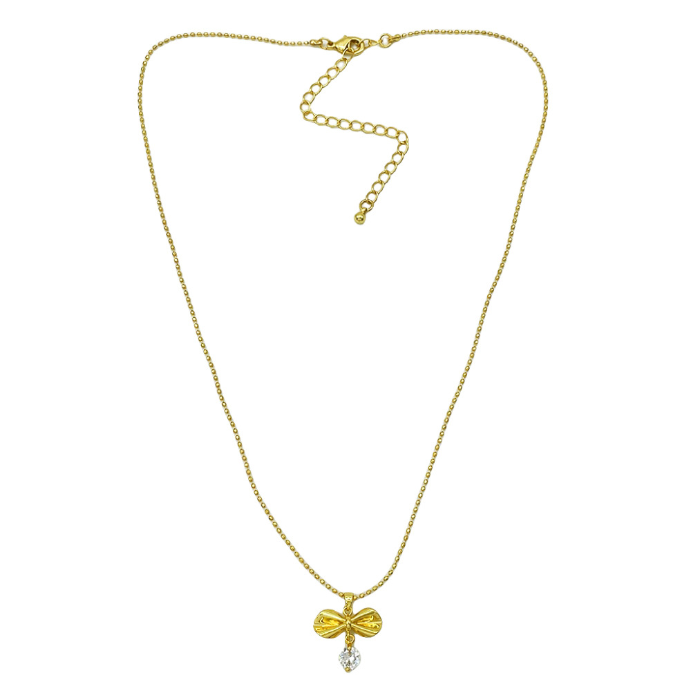 Minimalist Bow Pendant, Zircon Necklace, Female Niche, High-end Collarbone Chain, New Summer Accessory_voghion.com