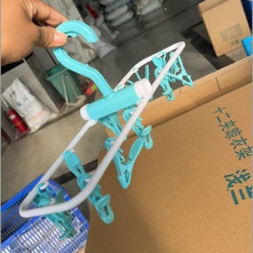 折叠多夹子晾衣架12夹塑料衣架开学宿舍防风晒袜子多夹子衣架批发|undefined