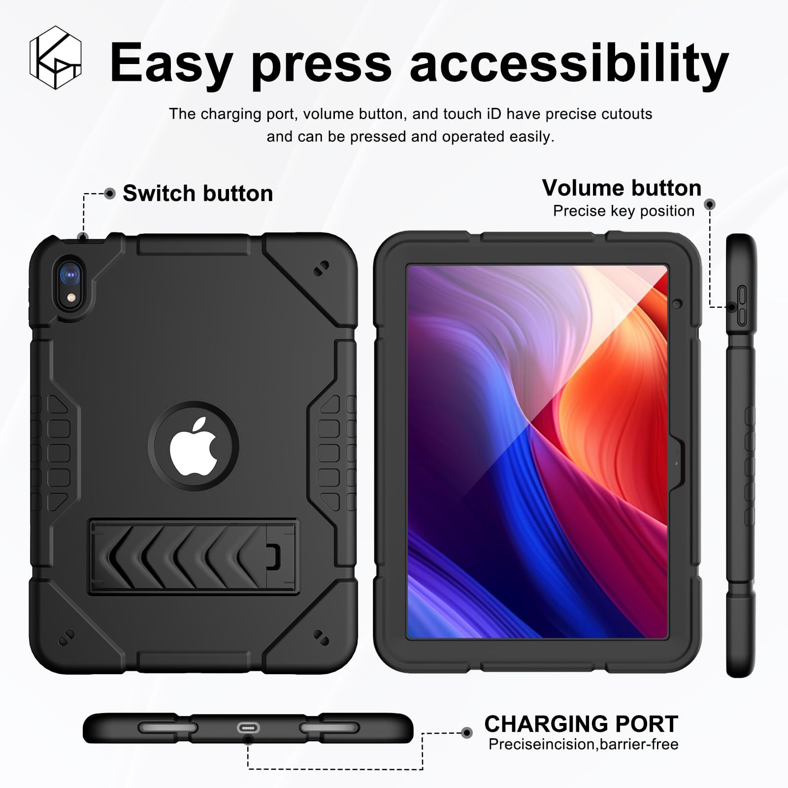 Suitable for 10.9inch iPad 10Th11 Generation A16 Silicone Three-Proof Tablet Protective Case Storage