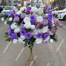 世爵跨境专供舞台婚庆仿真路引花布置橱窗紫色70cm花球