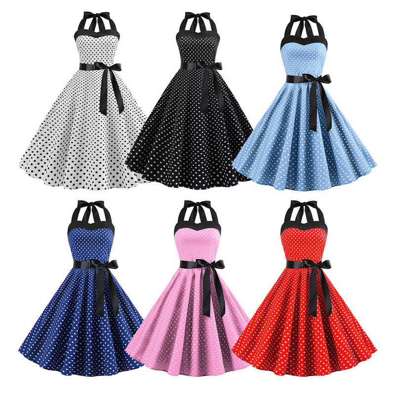 Foreign Trade Cross-Border Women's Summer Dress with Suspenders and Polka Dots New Retro Large Swing Skirt Amazon A-Line Skirt Foreign Trade Cross-Border Women's Summer Dress with Suspenders and Polka Dots New Retro Large Swing Skirt Amazon A-Line Skirt