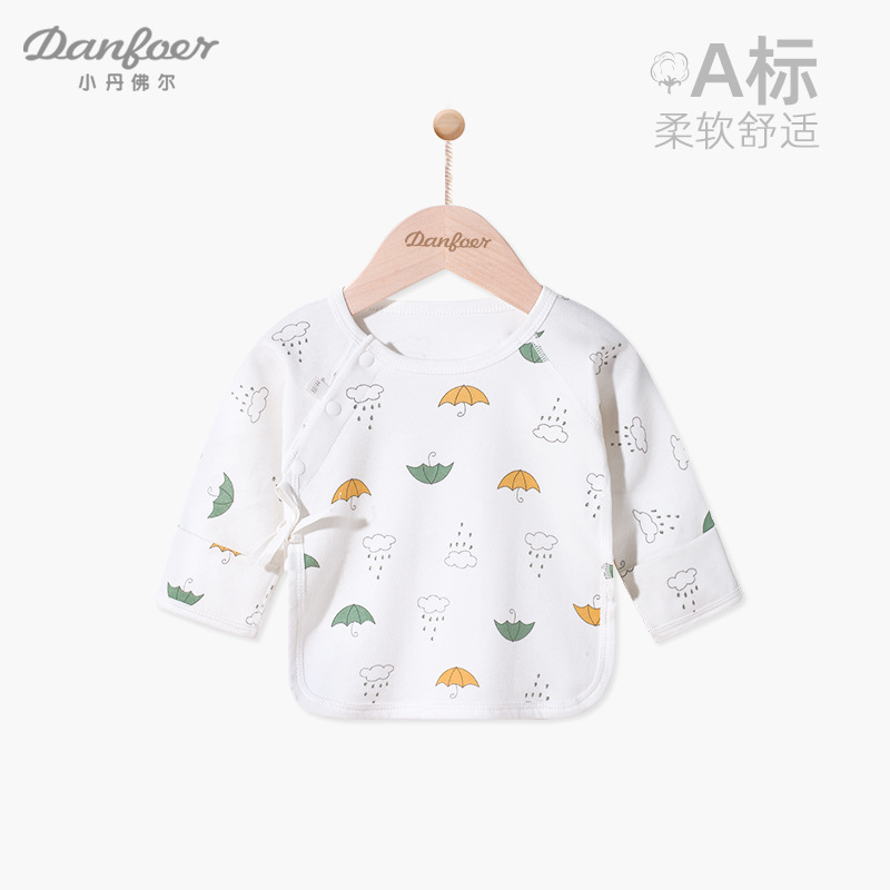 Little Denver Baby Lace-Up Top Newborn Pure Cotton Clothes Full-Month Baby Half-Back Shirt Boneless Long-Sleeved Autumn Clothing