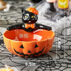 跨境新款黑猫糖果盘万圣节糖果碗家居节日派对零食小吃收纳碗批发