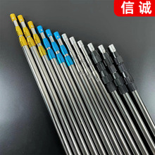 不锈钢抄网杆压花可伸缩鱼叉杆摘果竿1.5-10米抄网可定位大物抄网