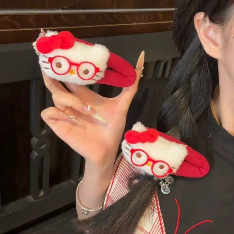 甜美卡通红眼镜KT掰掰夹日韩女少女风BB夹发夹刘海夹饰品夹子韩系|undefined