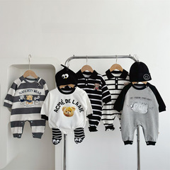 Black and Gray Large Collection! Spring and Autumn Style 0-2 Years Old Baby Clothes Trendy One-piece Bodysuit A Standard Trendy Crawling Suit