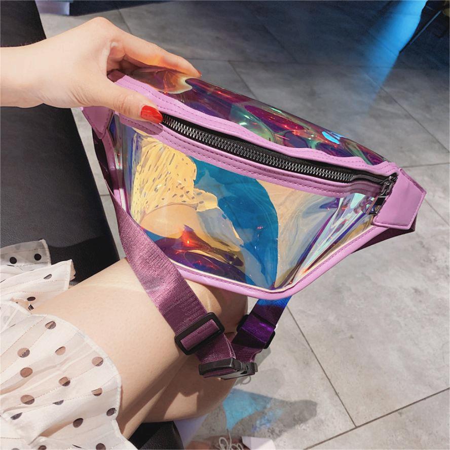 Fanny Pack Bags Type Women's Streetwear Solid Color PVC Waist Bags