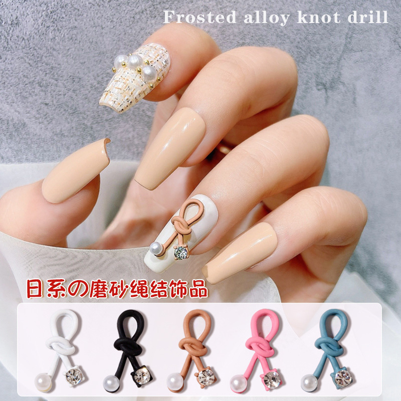 Japanese matte jewelry pearl for manicure with bow