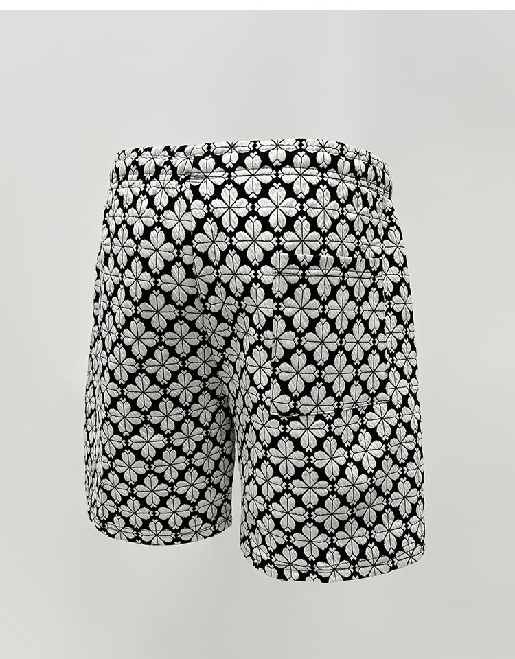Men's Women's Trendy Houndstooth Casual Straight Leg Loose Fit Summer Shorts All Over Floral Print Beach Clothing_viptrois.com