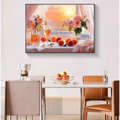 レストラン吊り絵、高級北欧ライト高級メーターボックスカバーペインティング、美しい花瓶、ホテルモデルルーム吊り絵