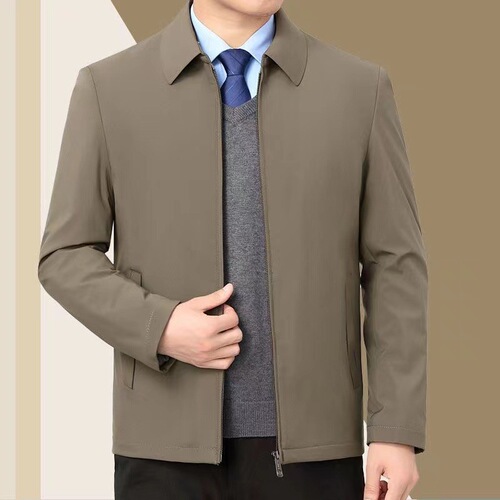 2024 Spring and Autumn High-Quality Collar Business Casual Jacket for Middle-Aged Adults Outerwear Fashion Men's Dad Executive Top