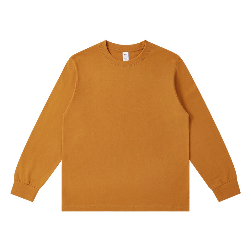 230 グラム秋と冬の新スタイル新疆コーマ綿白長袖 Tシャツメンズラウンドネックレギュラーソリッドカラーボトリングシャツ女性のトレンディなブランド|undefined