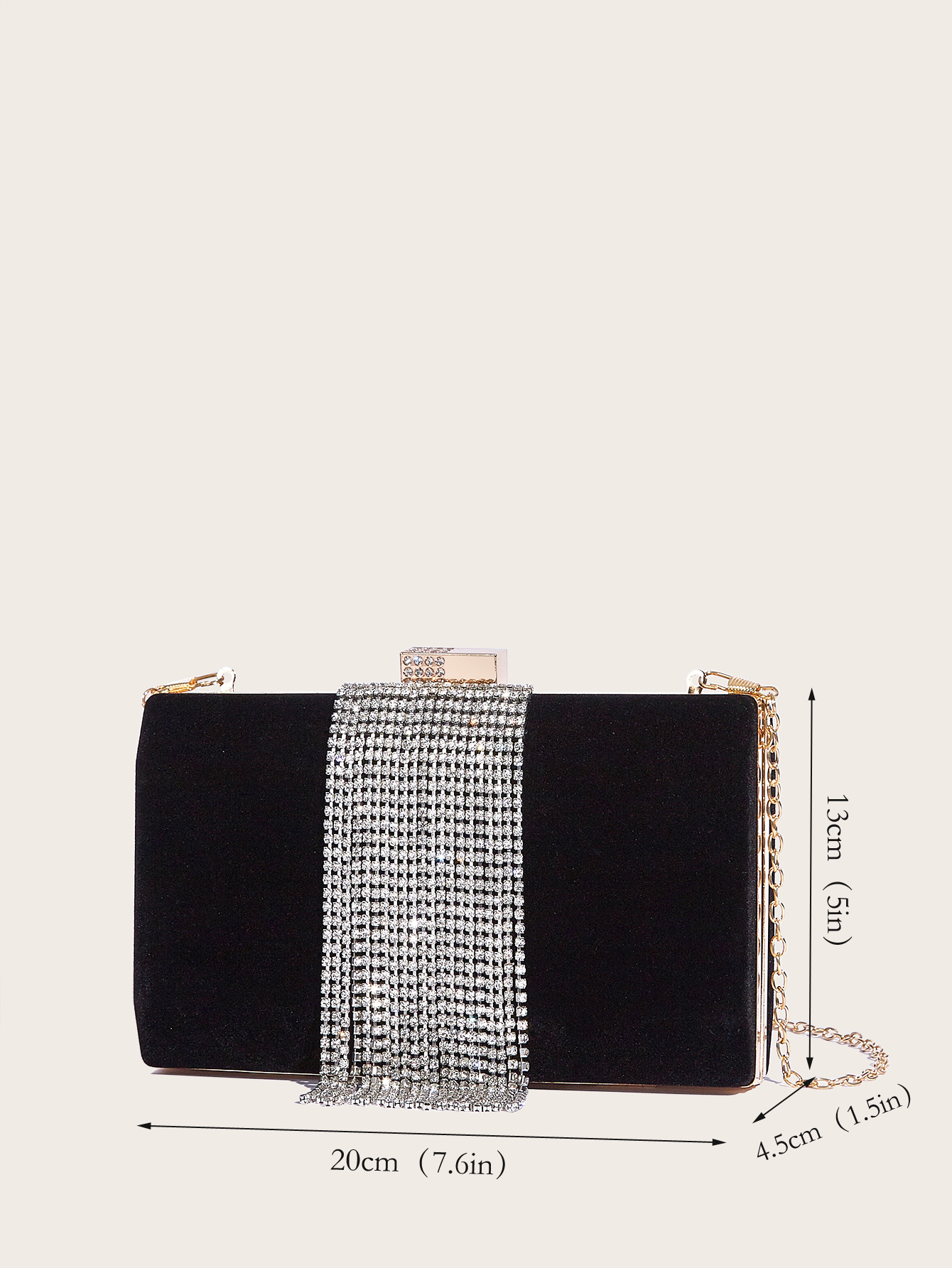 Black Red Dark Blue Corduroy Solid Color Square Evening Bags display picture 10