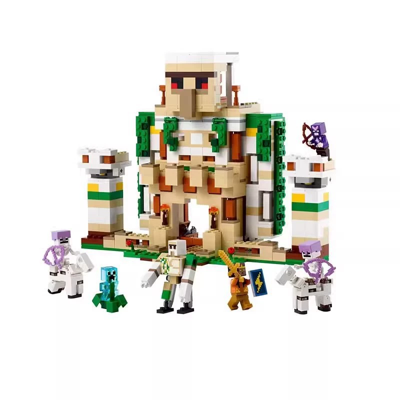 Совместимо с Lego Minecraft Серия сборных конструкций Железный голем крепость 21250 Поселение сборка пазлов игрушки через границу