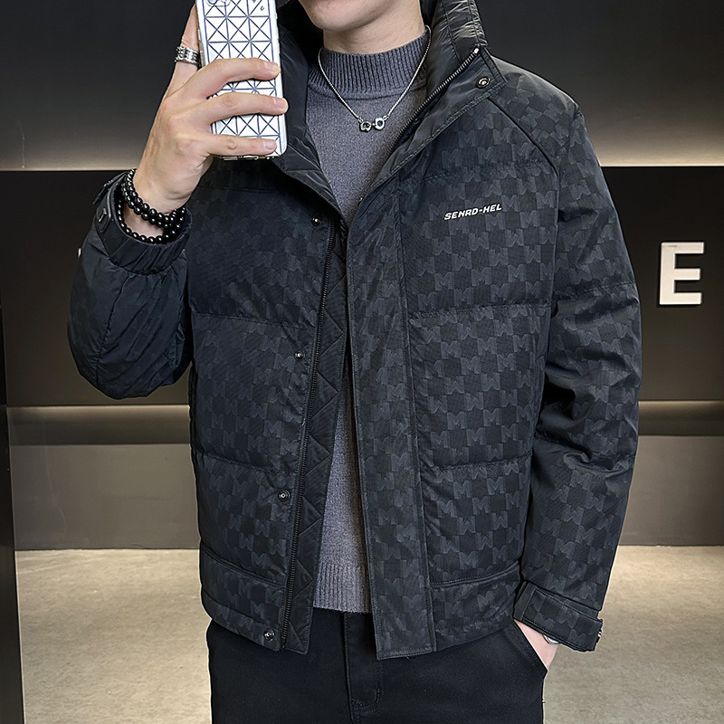 National Standard 50% down 2026 Winter New Men's Stand Collar Fashionable White Duck down Jacket