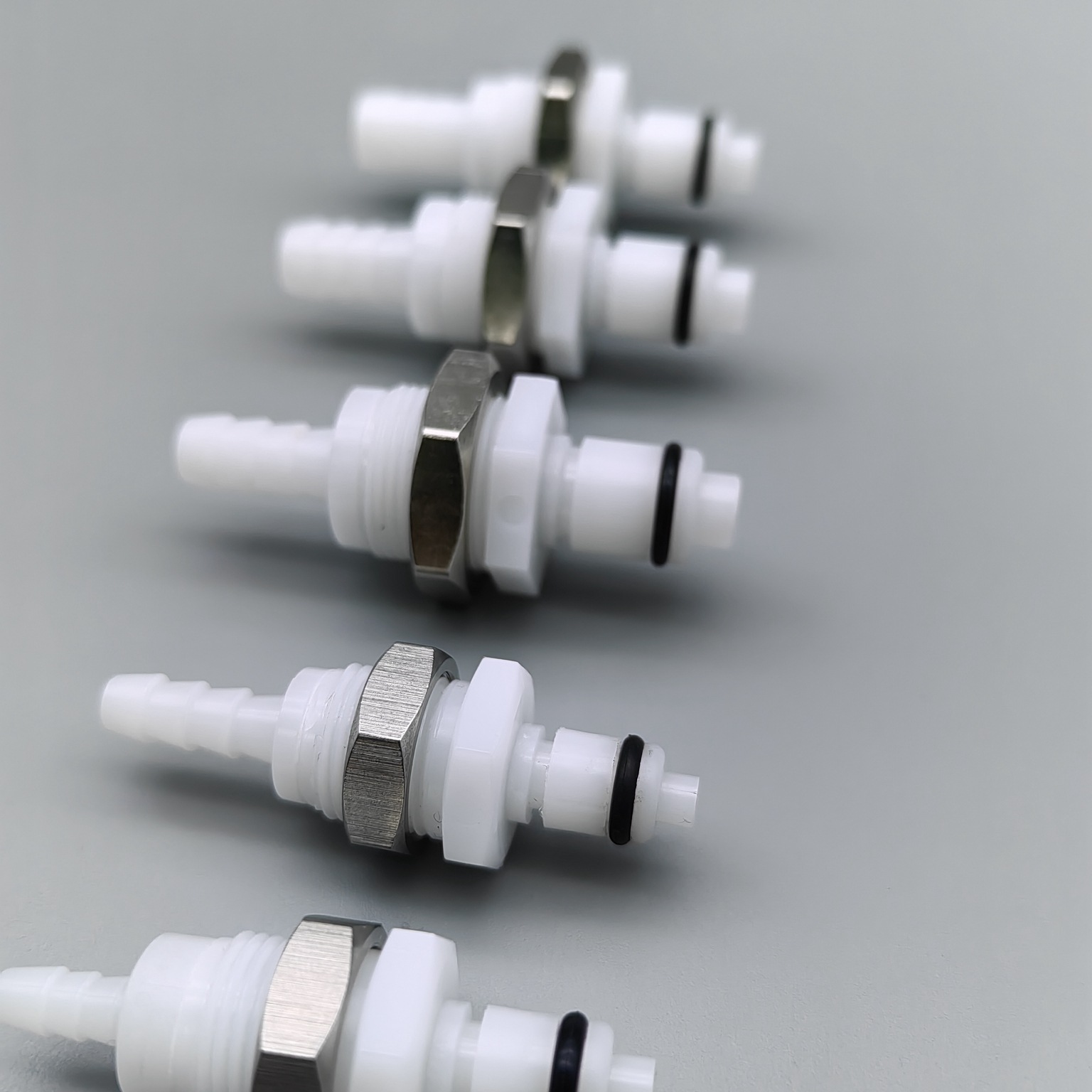 PMC螺纹带阀穿板截止宝塔塑料公接头 外螺纹插入式快速连接器