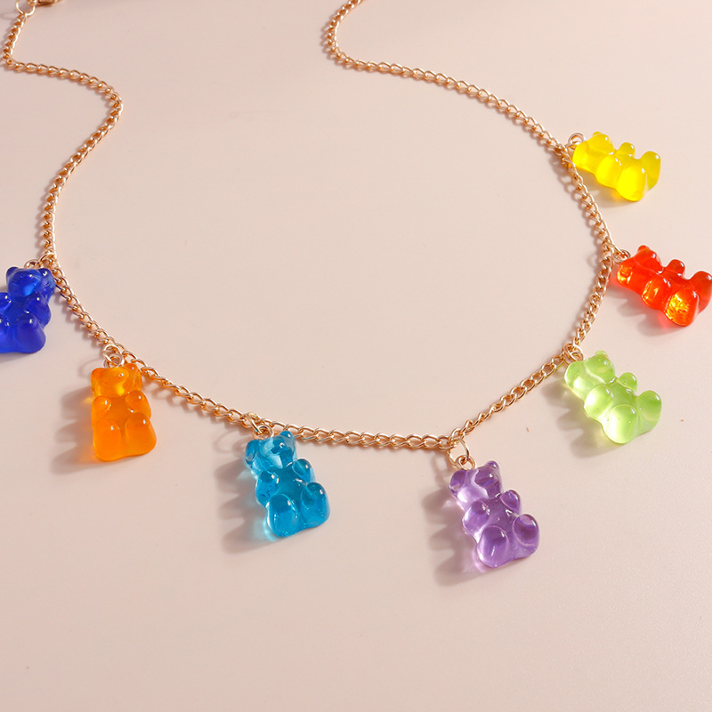 Wholesale Jewelry Ins Style Little Bear Alloy Resin Necklace display picture 5