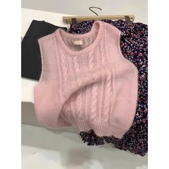 法式灰色针织马甲女春秋无袖坎肩毛衣背心叠穿显瘦外搭外穿上衣秋