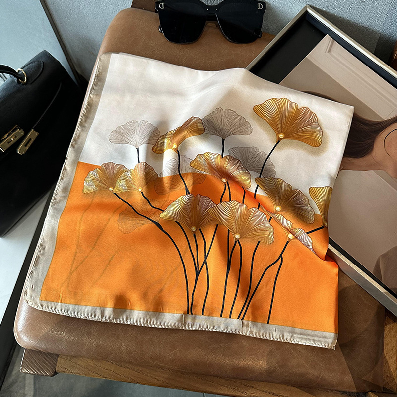 Bufandas de seda para mujeres 2025 primavera y otoño moda versátil temperamento minimalista 65cm bufandas de seda simuladas bufandas delgadas bufandas